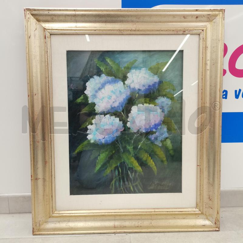 QUADRO DIPINTO MAZZO 4 FIORI BLU  | Mercatino dell'Usato Roma torrevecchia 1