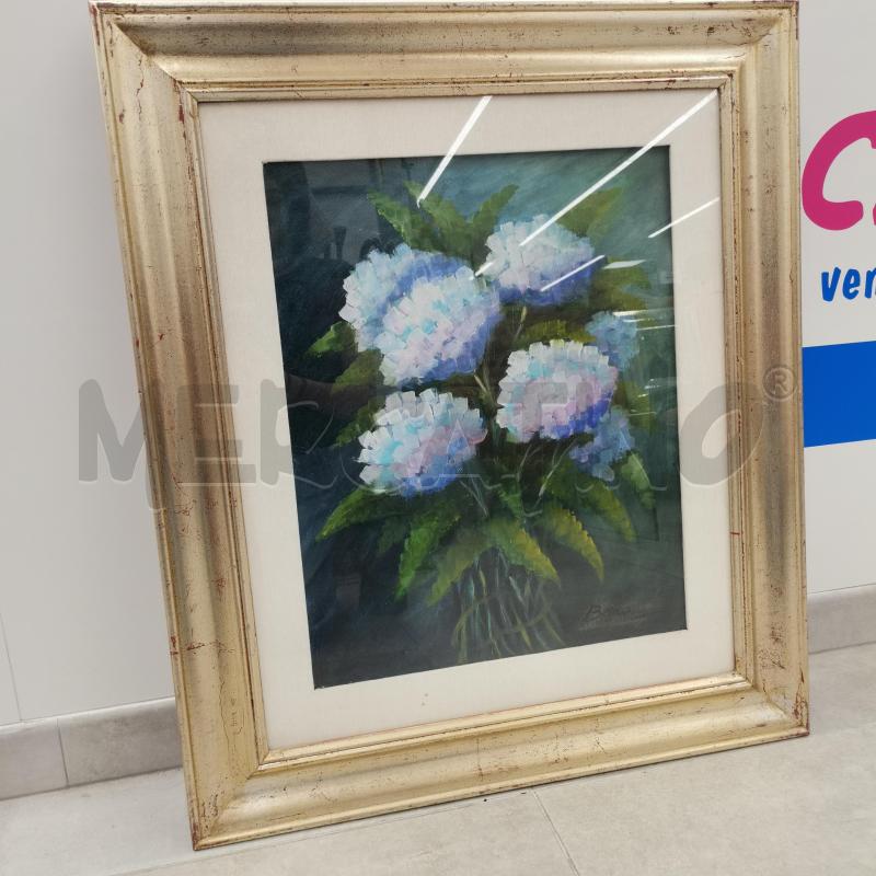 QUADRO DIPINTO MAZZO 4 FIORI BLU  | Mercatino dell'Usato Roma torrevecchia 2