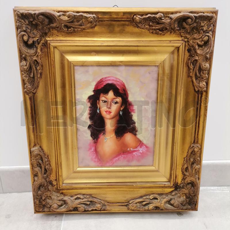QUADRO DONNA ORECCHINI CELESTI C/DOR | Mercatino dell'Usato Roma torrevecchia 1