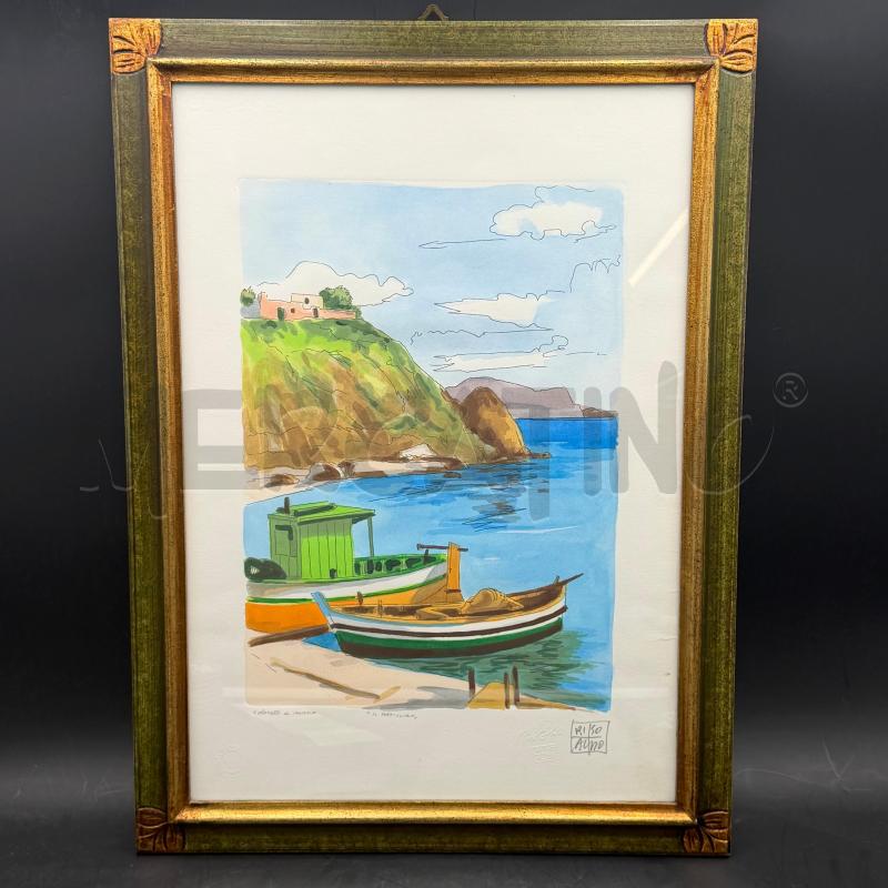 QUADRO IL PORTICCIOLO FIRMA ALDO RISO 57X42 | Mercatino dell'Usato Roma torrevecchia 1