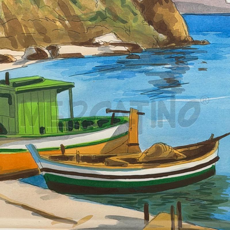 QUADRO IL PORTICCIOLO FIRMA ALDO RISO 57X42 | Mercatino dell'Usato Roma torrevecchia 2