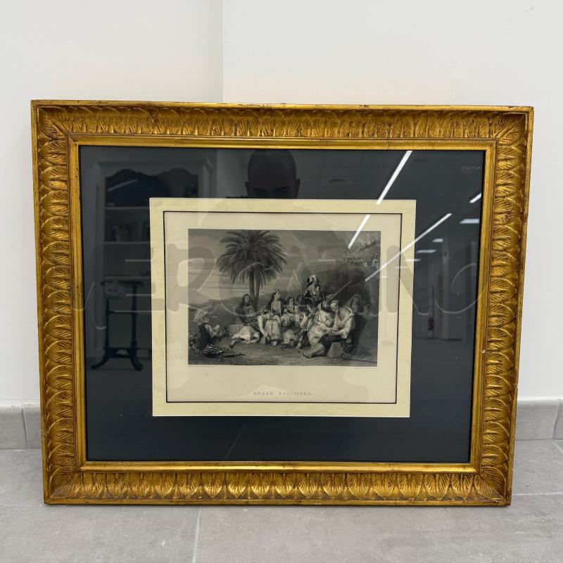 QUADRO INCISIONE GREEK FUGITIVES CORNICE LEGNO DORATO | Mercatino dell'Usato Roma torrevecchia 1