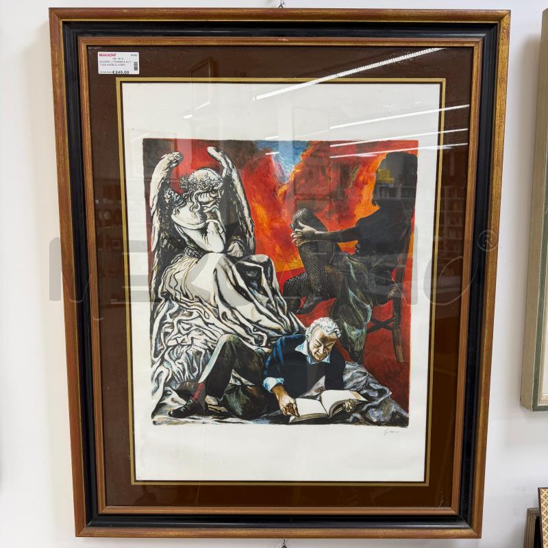 QUADRO LITOGRAFIA GUTTUSO ANGELO UOMO CHE LEGGE | Mercatino dell'Usato Roma torrevecchia 1