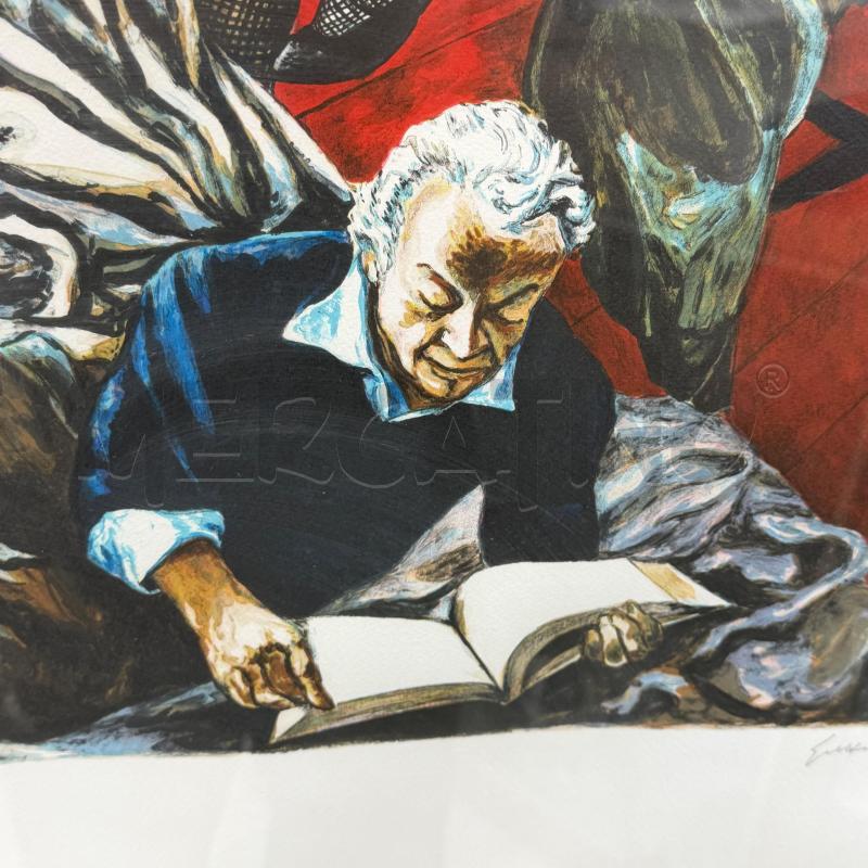 QUADRO LITOGRAFIA GUTTUSO ANGELO UOMO CHE LEGGE | Mercatino dell'Usato Roma torrevecchia 3