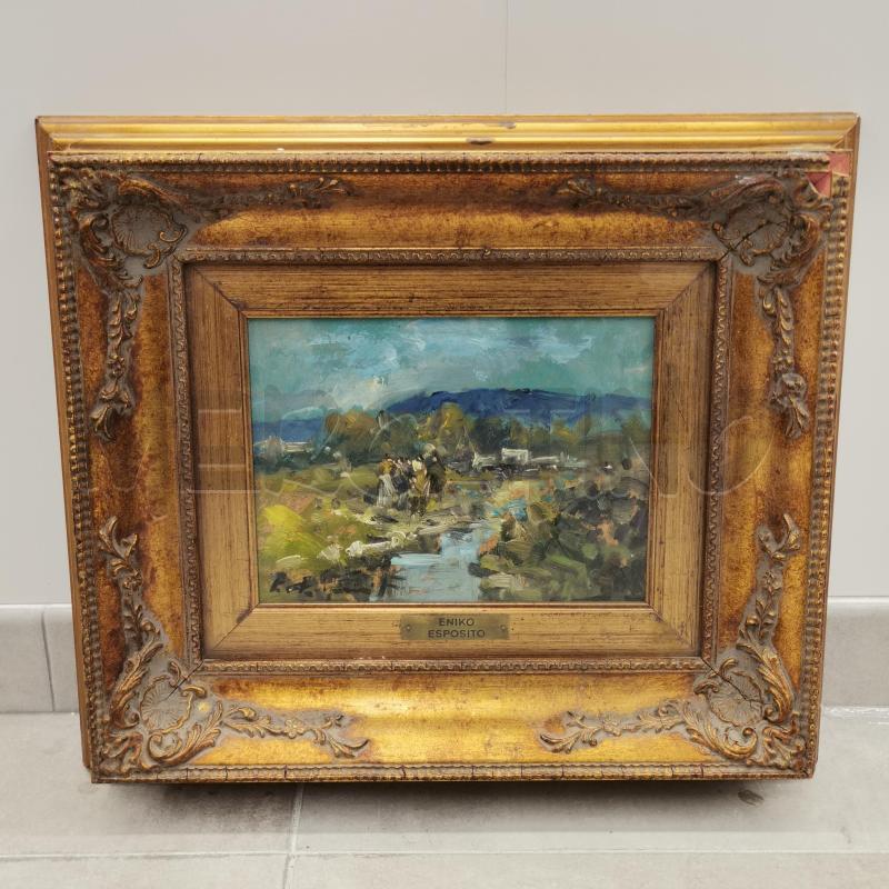 QUADRO PAESAGGIO FIUME TARGHETTA ENIKO ESPOSITO C/DOR | Mercatino dell'Usato Roma torrevecchia 1
