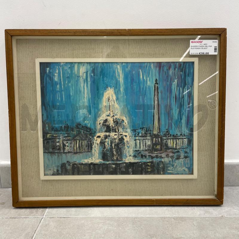 QUADRO PIAZZA DEL POPOLO FONDO CELESTE | Mercatino dell'Usato Roma torrevecchia 1