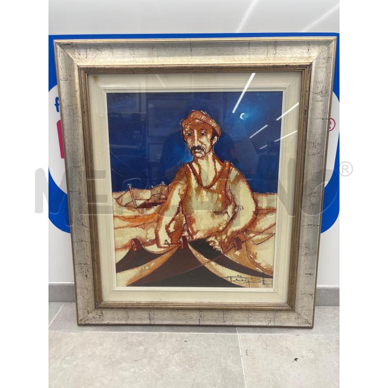 QUADRO PINIZZOTTO RITRATTO PESCATORE | Mercatino dell'Usato Roma torrevecchia 1