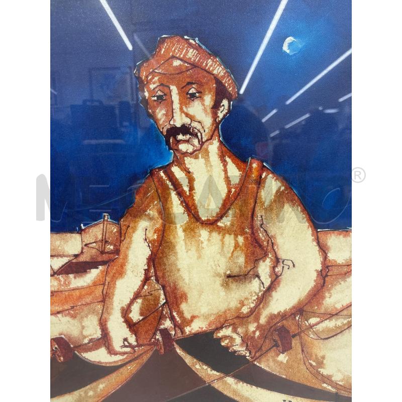QUADRO PINIZZOTTO RITRATTO PESCATORE | Mercatino dell'Usato Roma torrevecchia 2