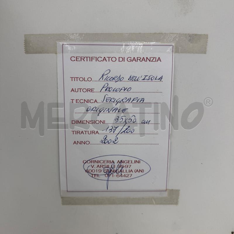 QUADRO SERIGRAFIA RICORDO DELL'ISOLA | Mercatino dell'Usato Roma torrevecchia 5