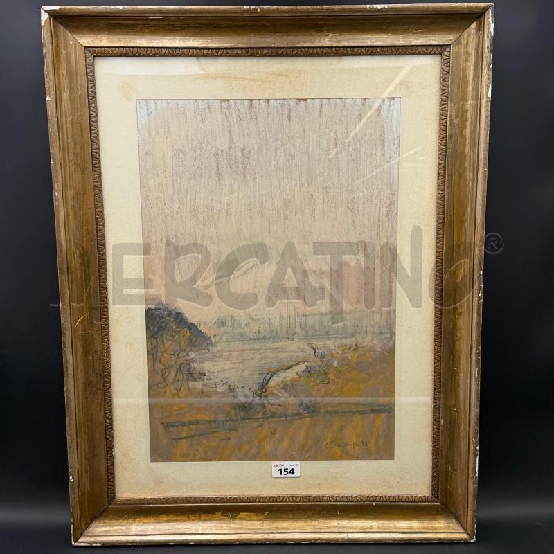QUADRO TECNICA MISTA GIANCARLO CAZZANIGA PAESAGGIO LACUSTRE  | Mercatino dell'Usato Roma torrevecchia 1