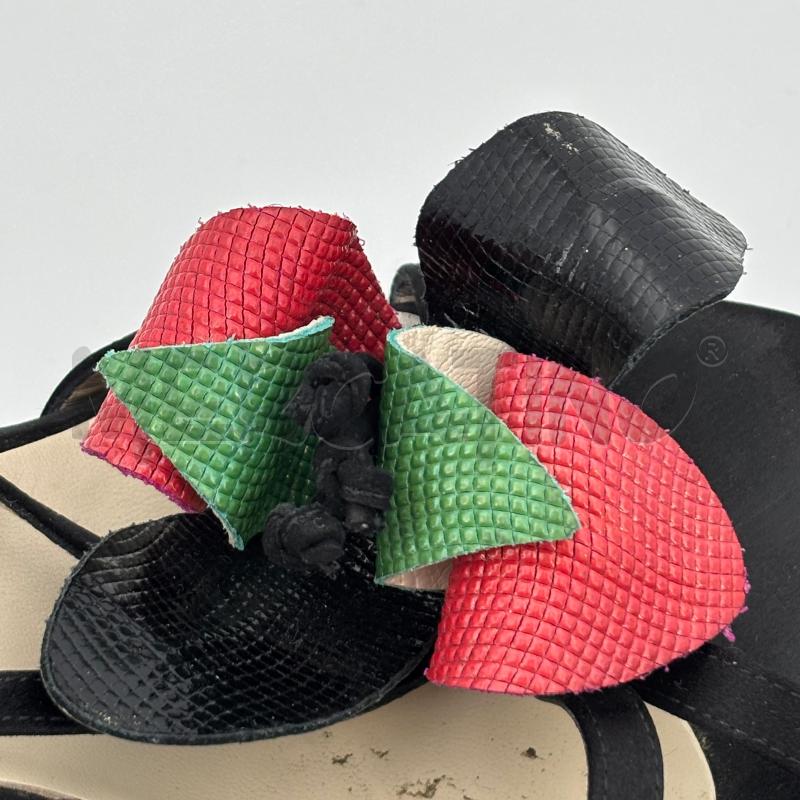 SCARPE DONNA GIANNI MARRA NERE FIORE ROSSO | Mercatino dell'Usato Roma torrevecchia 5
