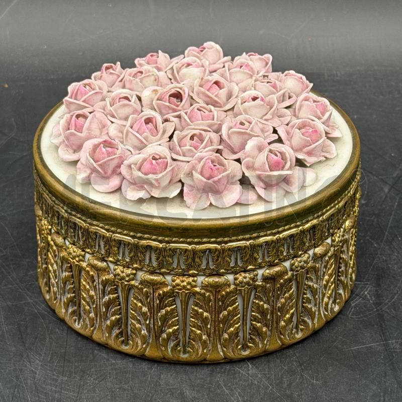 SCATOLA CER OTTONE T/FIORI ROSA  | Mercatino dell'Usato Roma torrevecchia 1