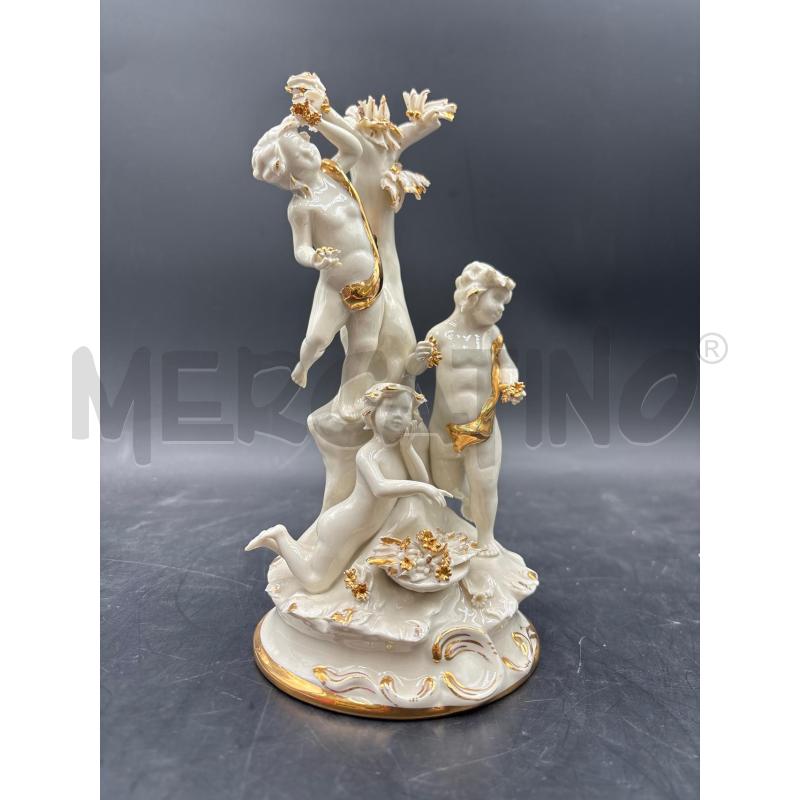 SCULTURA CAPODIMONTE TRE AMORINI CON DIF | Mercatino dell'Usato Roma torrevecchia 1
