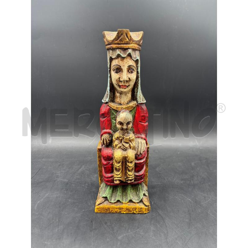 SCULTURA LIGNEA ETNICA MADONNA CON BIMBO SU TRONO  | Mercatino dell'Usato Roma torrevecchia 1