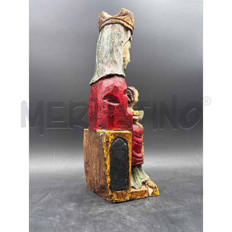 SCULTURA LIGNEA ETNICA MADONNA CON BIMBO SU TRONO  | Mercatino dell'Usato Roma torrevecchia 4
