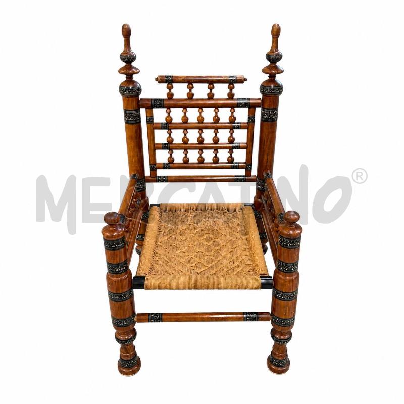 SEDIA LEGNO STILE ORIENTALE SEDUTA CORDA INTRECCIATA | Mercatino dell'Usato Roma torrevecchia 2