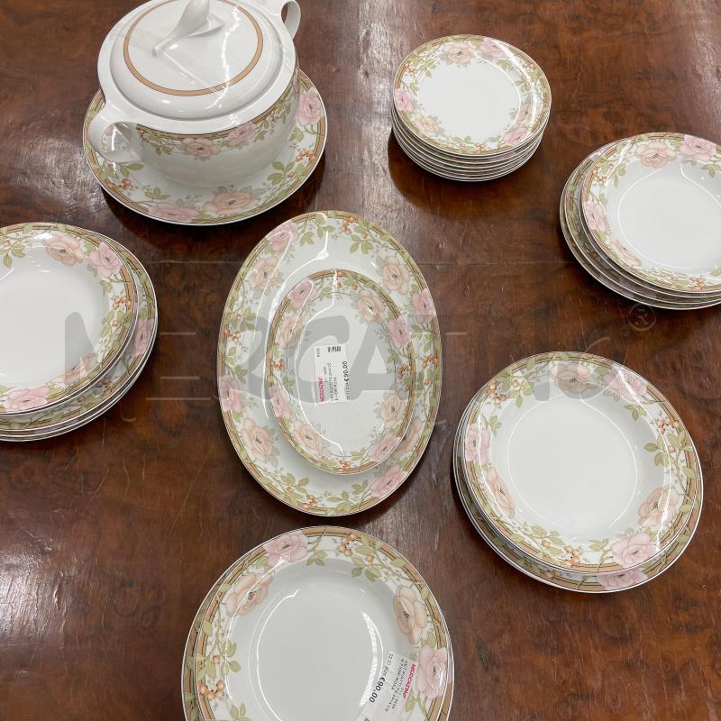 SET PIATTI PZ.24+4 CER FIORI ROSA | Mercatino dell'Usato Roma torrevecchia 3