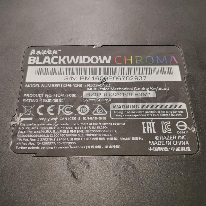 TASTIERA RAZER BLACKWIDOW CHROMA | Mercatino dell'Usato Roma torrevecchia 5