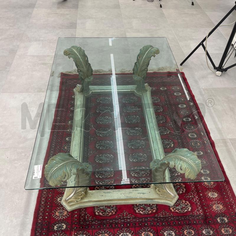 TAVOLINO SALOTTO VETRO FOGLIE RETTANGOLARE | Mercatino dell'Usato Roma torrevecchia 2