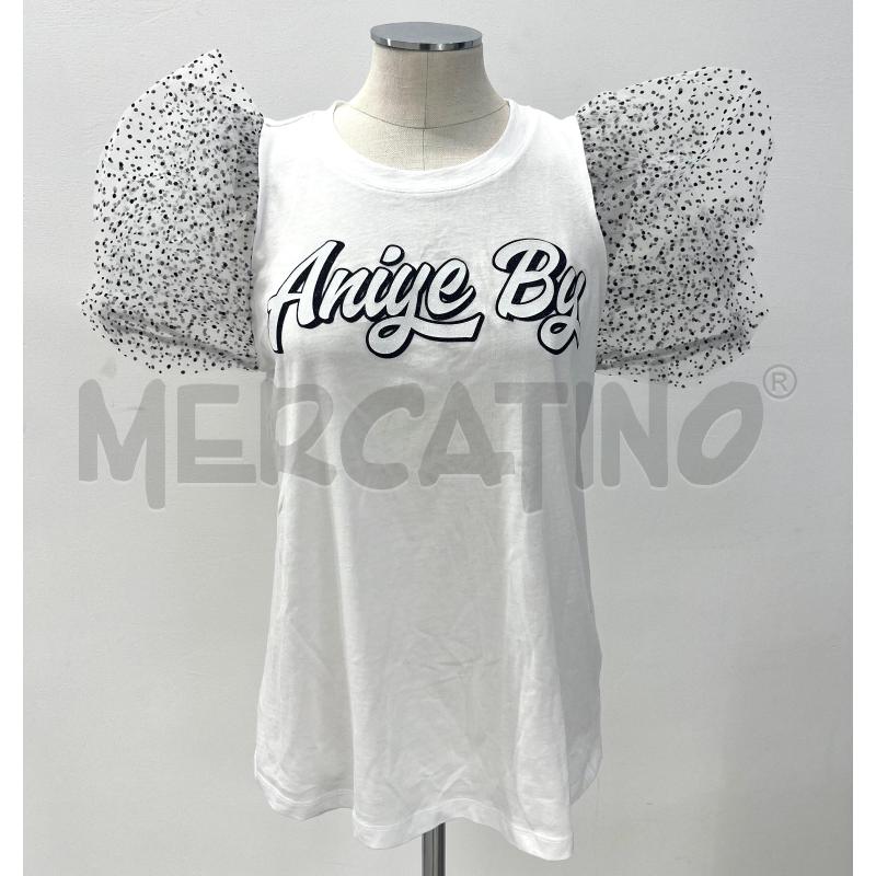 T SHIRT ANIYE BY BIANCA SPALLE TULLE POIS NERI  | Mercatino dell'Usato Roma torrevecchia 1