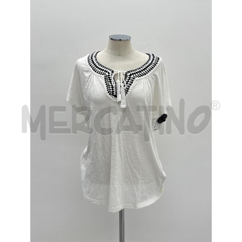 T SHIRT D FIORELLA RUBINO RICAMI BIANCO NERO COTONE | Mercatino dell'Usato Roma torrevecchia 1