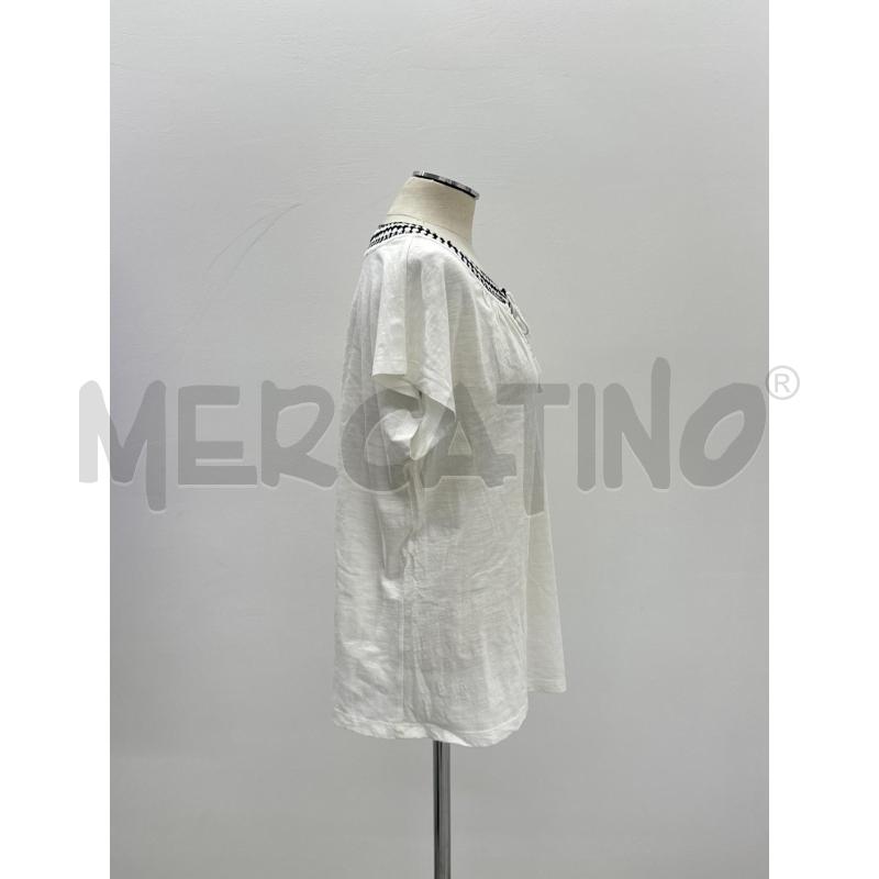 T SHIRT D FIORELLA RUBINO RICAMI BIANCO NERO COTONE | Mercatino dell'Usato Roma torrevecchia 2