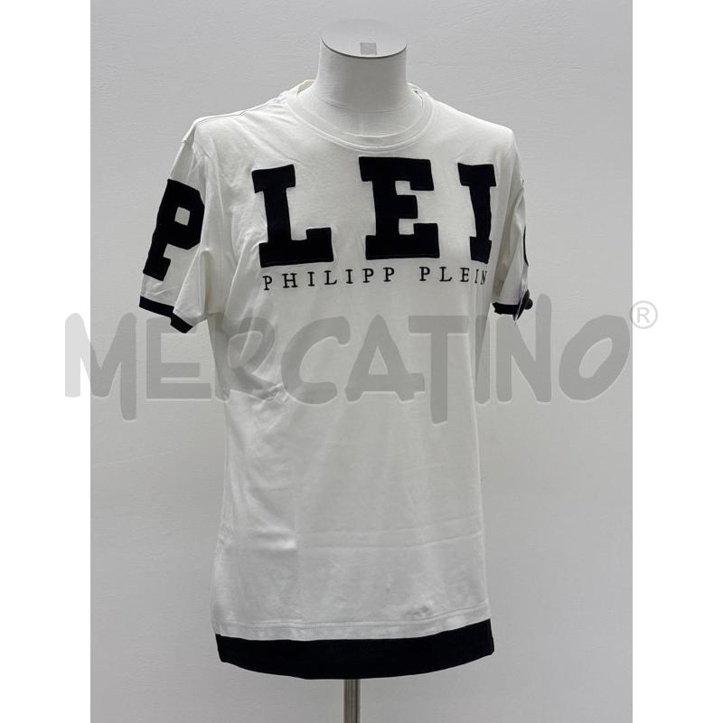 T SHIRT U PHILIP PLEIN BIANCA LOGO NERO | Mercatino dell'Usato Roma torrevecchia 1