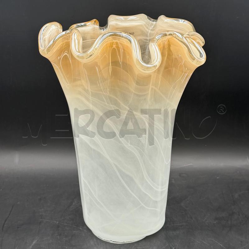 VASO MURANO FAZZOLETTO GIALLO BIANCO | Mercatino dell'Usato Roma torrevecchia 1