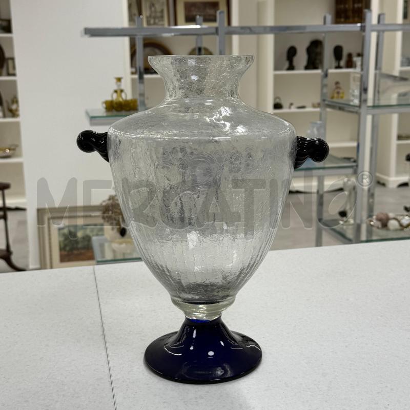 VASO VETRO ANFORA TRASPARENTE ANSE BLU | Mercatino dell'Usato Roma torrevecchia 1
