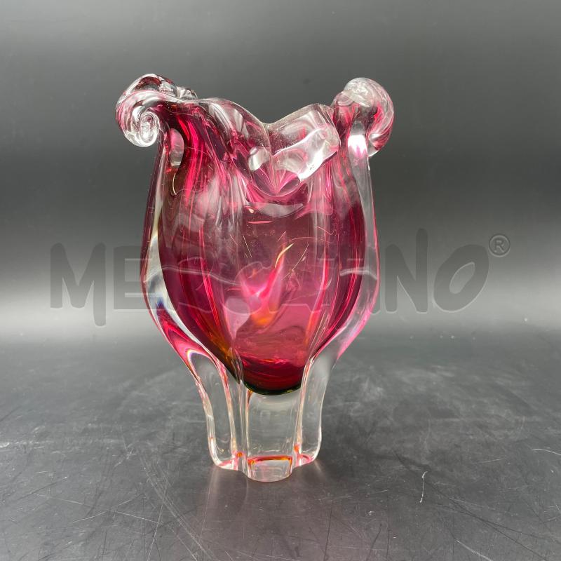 VASO VETRO SOMMERSO ROSA | Mercatino dell'Usato Roma torrevecchia 1