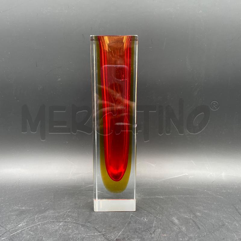 VASO VETRO SOMMERSO ROSSO PICCOLA SBECCATURA | Mercatino dell'Usato Roma torrevecchia 1