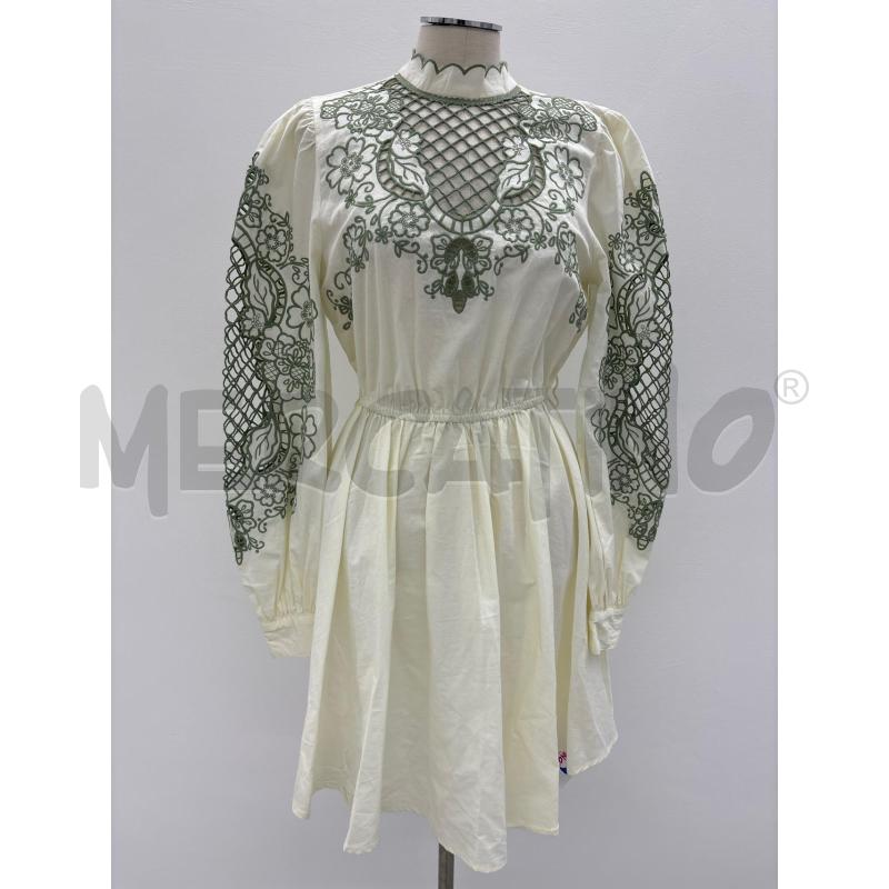 VESTITO ASOS DESIGN BIANCO RICAMI VERDI | Mercatino dell'Usato Roma torrevecchia 1