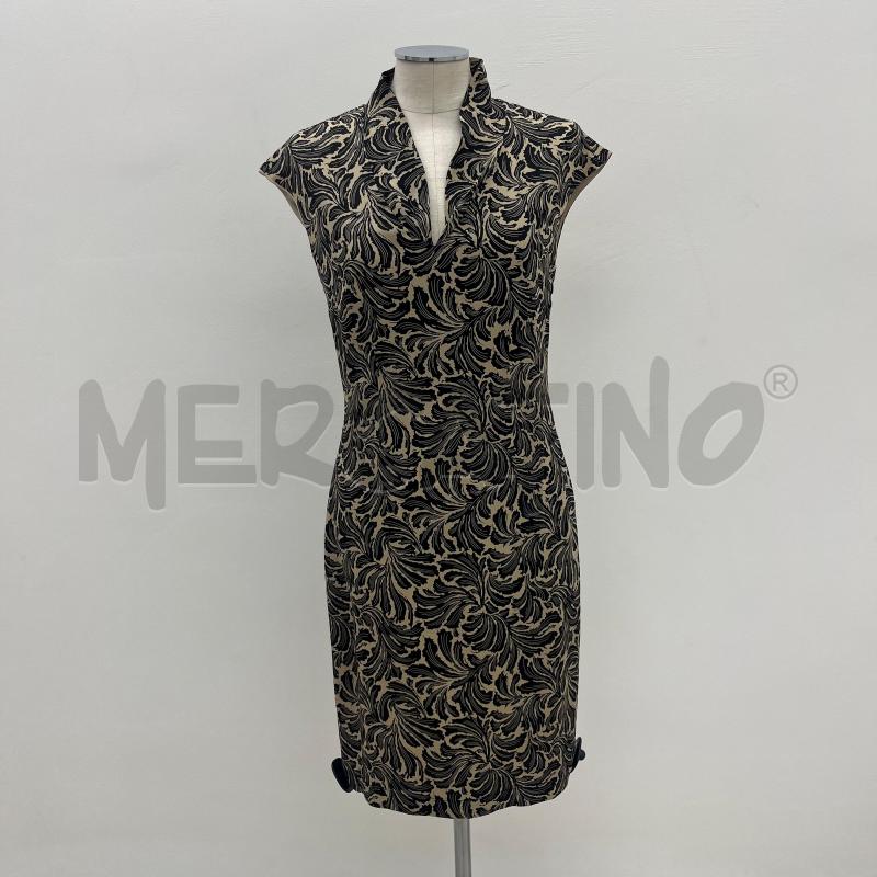 VESTITO DONNA HOSS INTROPIA SETA FANTASIA NERO BEIGE  | Mercatino dell'Usato Roma torrevecchia 1