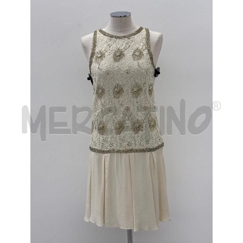 VESTITO DONNA TWINSET AVORIO CON PERLINE | Mercatino dell'Usato Roma torrevecchia 1
