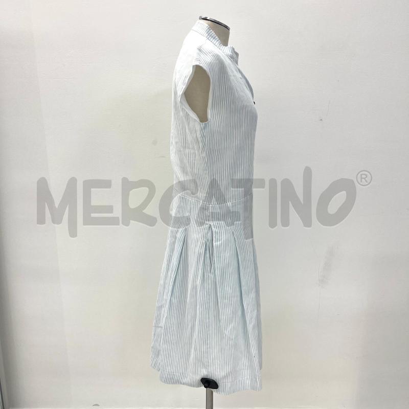VESTITO D AMBALI LINO BIANCO RIGHE CELESTI BOTTONI NERI | Mercatino dell'Usato Roma torrevecchia 2