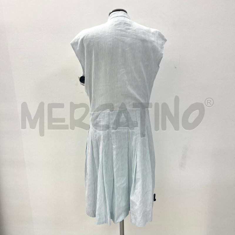 VESTITO D AMBALI LINO BIANCO RIGHE CELESTI BOTTONI NERI | Mercatino dell'Usato Roma torrevecchia 3