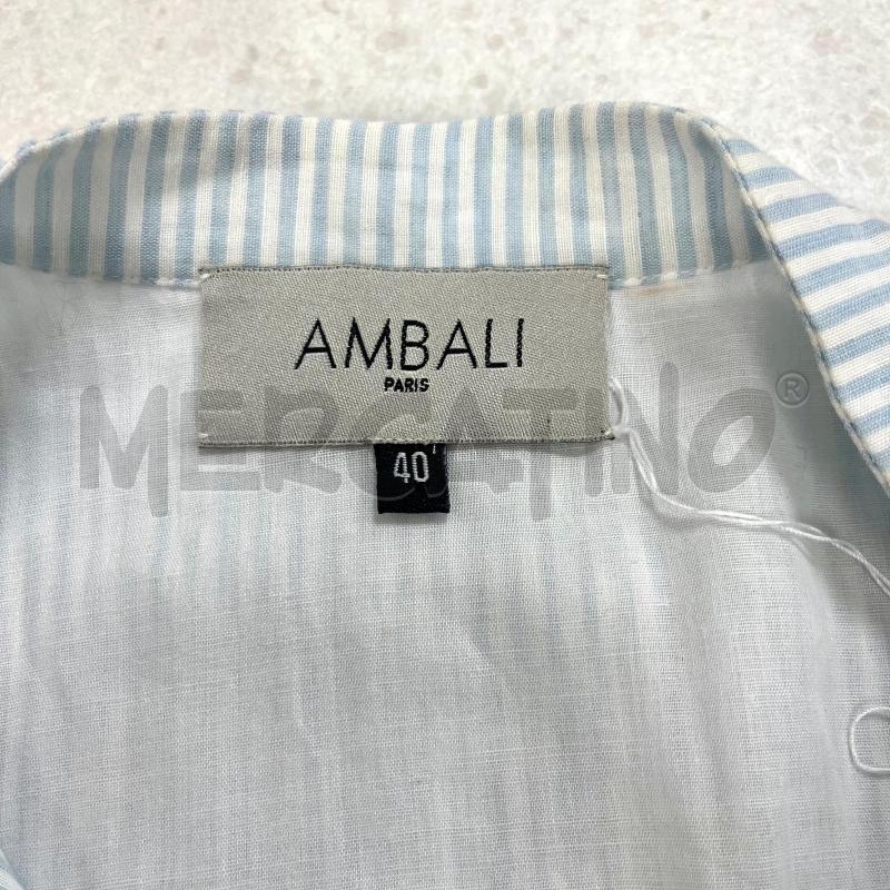 VESTITO D AMBALI LINO BIANCO RIGHE CELESTI BOTTONI NERI | Mercatino dell'Usato Roma torrevecchia 4
