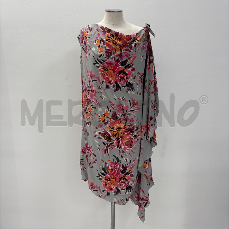 VESTITO D FRANCESCA FERRANTE SETA GRIGIO FIORI ROSA | Mercatino dell'Usato Roma torrevecchia 1