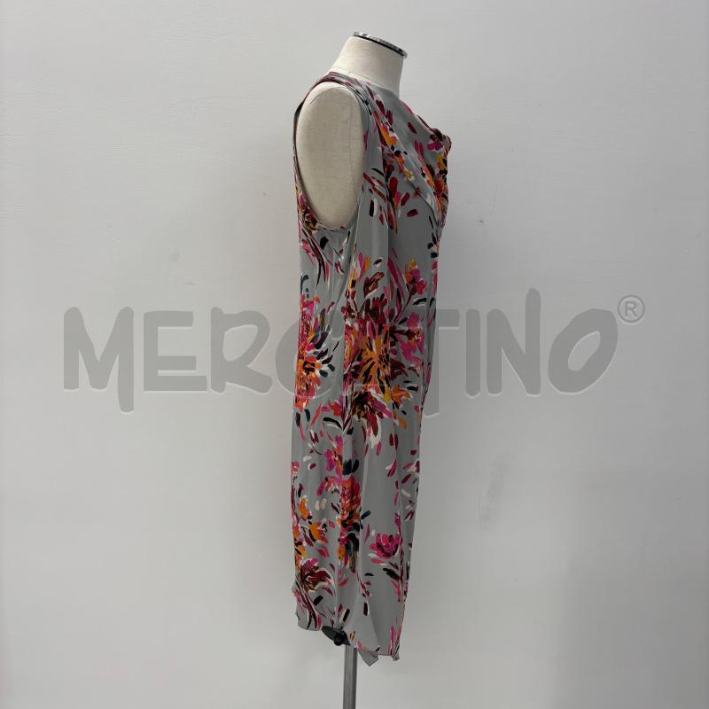 VESTITO D FRANCESCA FERRANTE SETA GRIGIO FIORI ROSA | Mercatino dell'Usato Roma torrevecchia 2