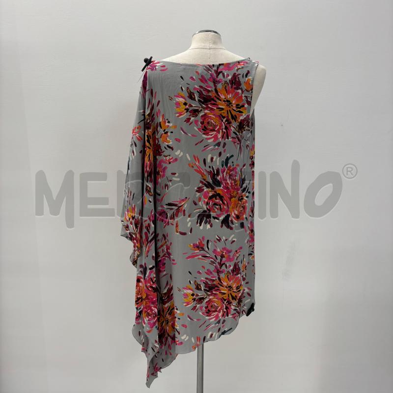 VESTITO D FRANCESCA FERRANTE SETA GRIGIO FIORI ROSA | Mercatino dell'Usato Roma torrevecchia 3