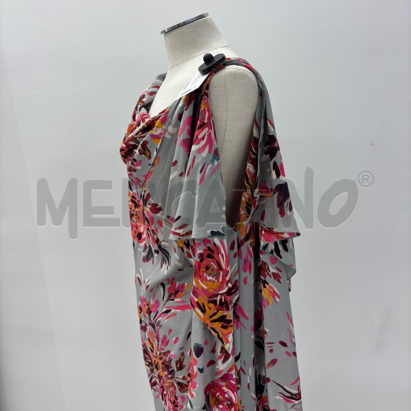 VESTITO D FRANCESCA FERRANTE SETA GRIGIO FIORI ROSA | Mercatino dell'Usato Roma torrevecchia 4