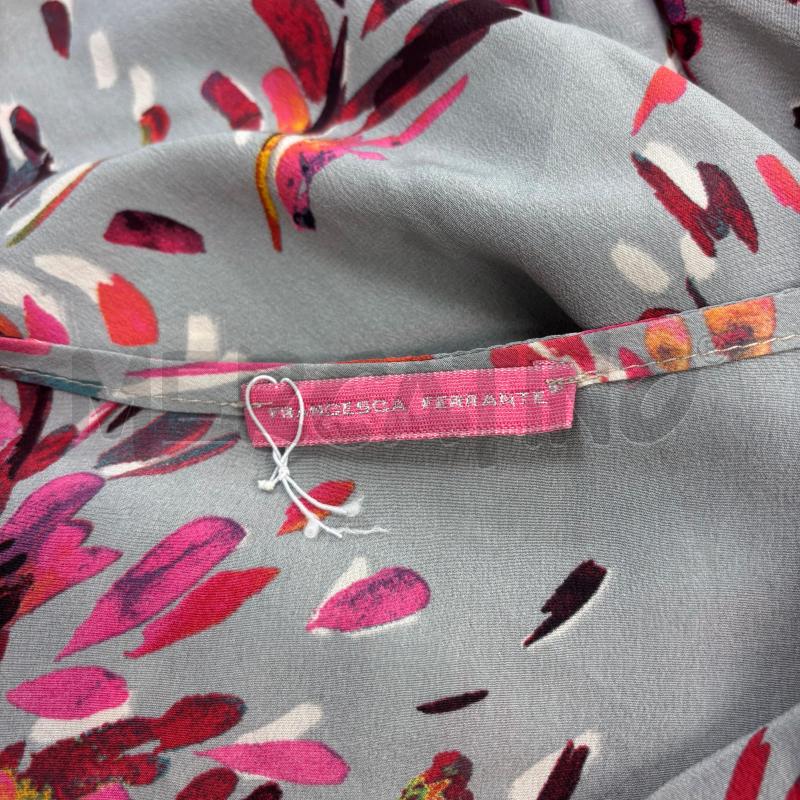 VESTITO D FRANCESCA FERRANTE SETA GRIGIO FIORI ROSA | Mercatino dell'Usato Roma torrevecchia 5