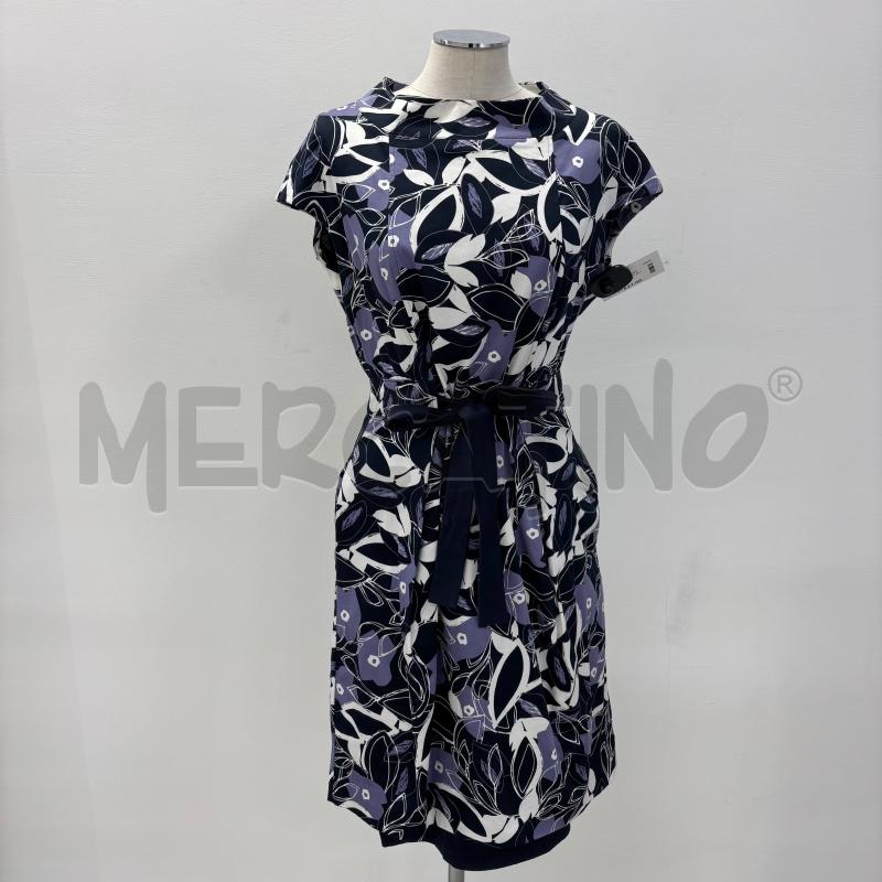 VESTITO D INTREND BLU FANTASIA FOGLIE BIANCHE CELESTI | Mercatino dell'Usato Roma torrevecchia 1