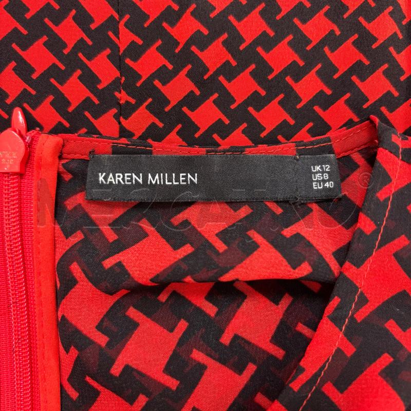 VESTITO D KAREN MILLEN PIED DE POUL ROSSO NERO | Mercatino dell'Usato Roma torrevecchia 4