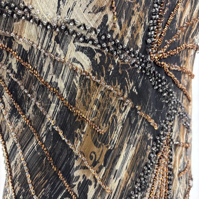 VESTITO D PAOLA FORI MARRONE FIORI STRASS SETA | Mercatino dell'Usato Roma torrevecchia 4