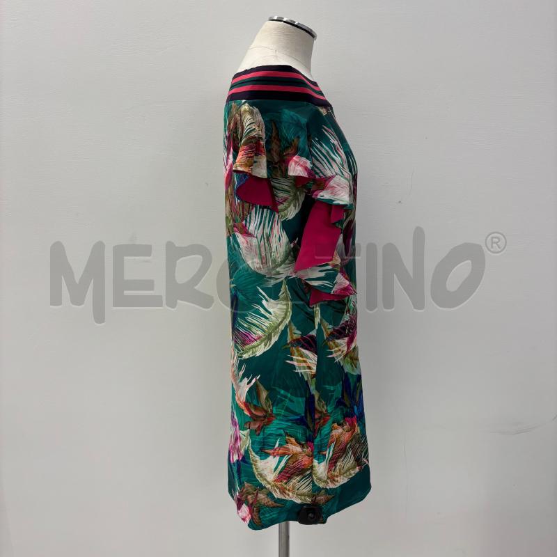 VESTITO D SISLEY VERDE FANTASIA FOGLIE SCOLLO FASCIA | Mercatino dell'Usato Roma torrevecchia 2
