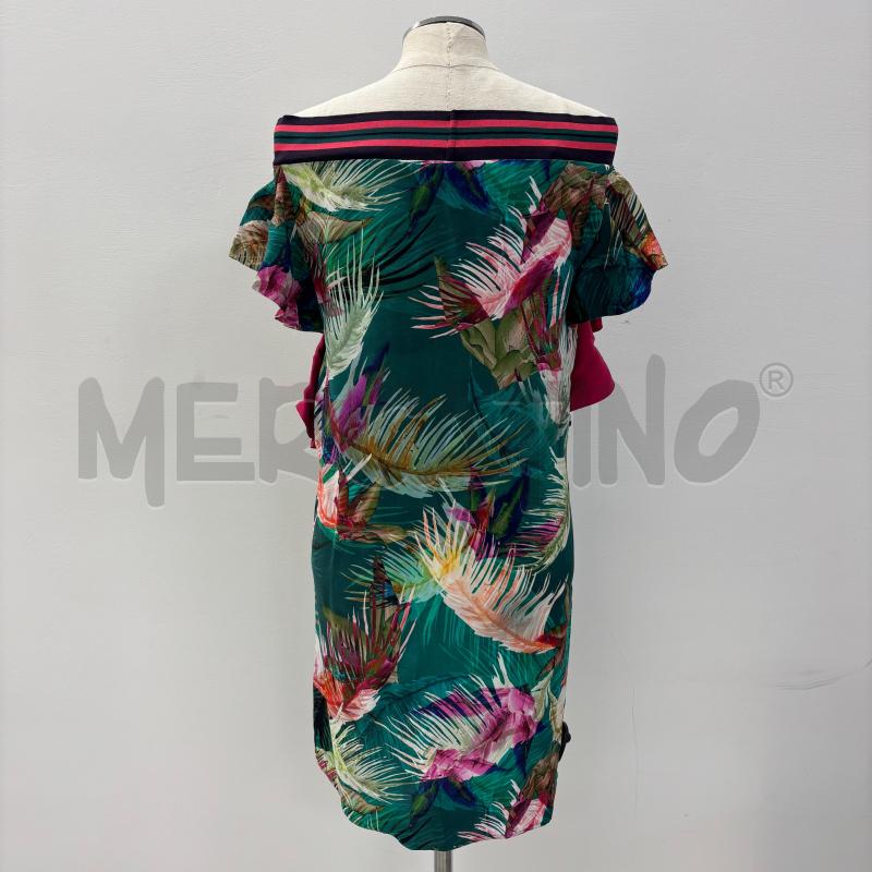 VESTITO D SISLEY VERDE FANTASIA FOGLIE SCOLLO FASCIA | Mercatino dell'Usato Roma torrevecchia 3