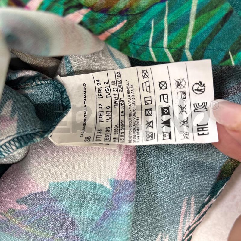 VESTITO D SISLEY VERDE FANTASIA FOGLIE SCOLLO FASCIA | Mercatino dell'Usato Roma torrevecchia 5