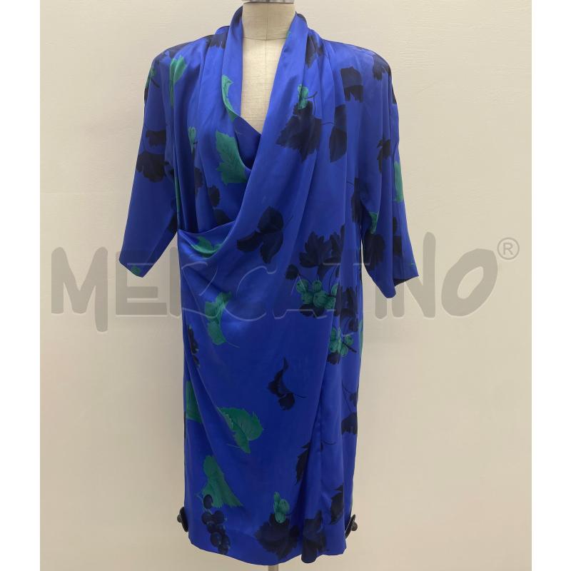 VESTITO MARINA RINALDI BLU FOGLIE CADENTI | Mercatino dell'Usato Roma torrevecchia 1
