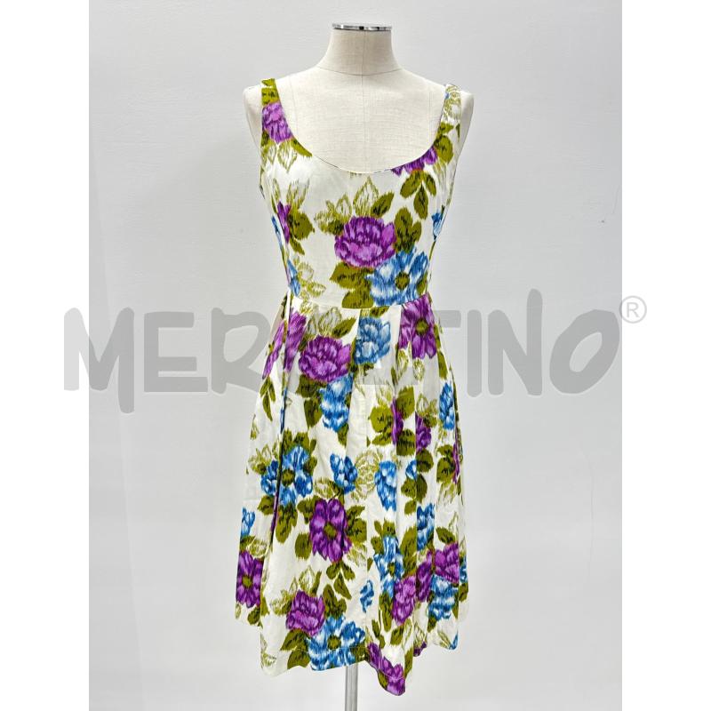 VESTITO TARA JARMON BIANCO FIORI BLU VIOLA | Mercatino dell'Usato Roma torrevecchia 1
